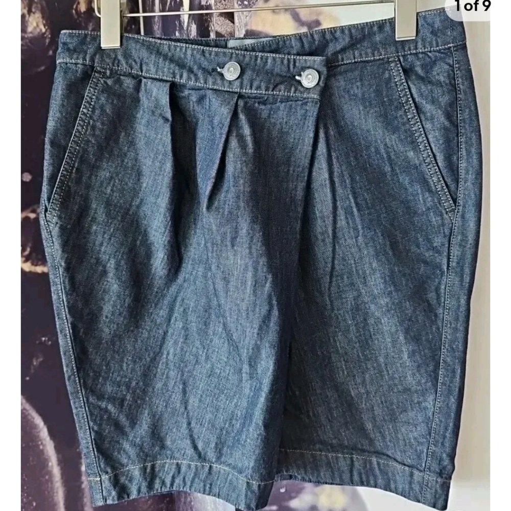 ALEXANDER MCQUEEN MCQ Women's Knee Length Pleat Front Blue Denim‎ Skirt Size 46